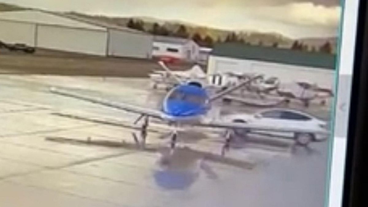 Watch a Tesla crash itself into a multimillion-euro private jet